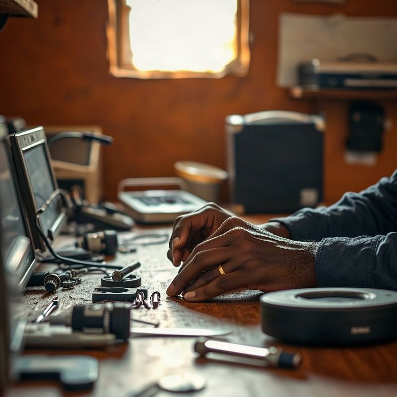 Technician working on a repair at the Alphaipulse counter
