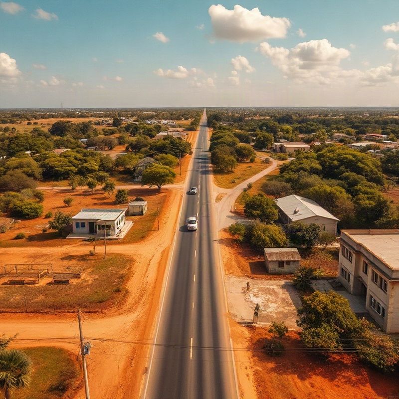 Aerial-style view of Lamu Road in Malindi