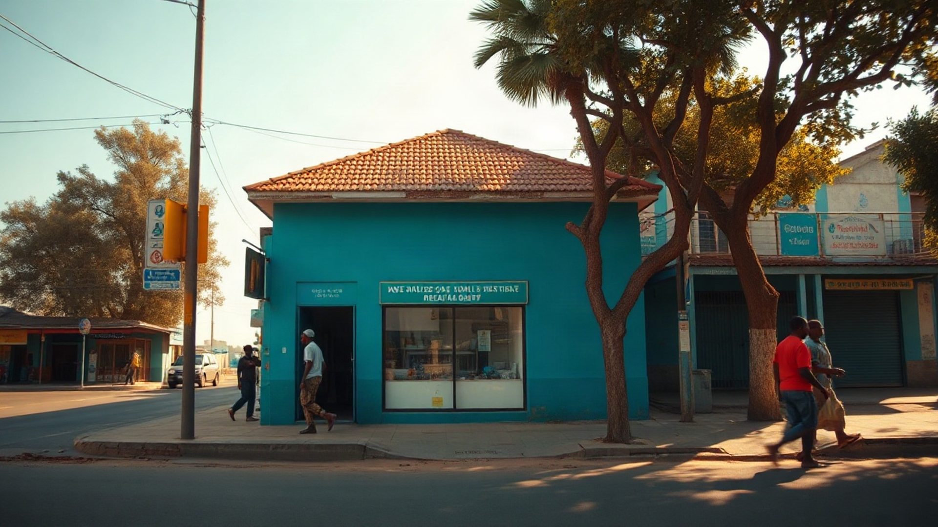Azure-blue Alphaipulse shopfront on Lamu Road, Malindi